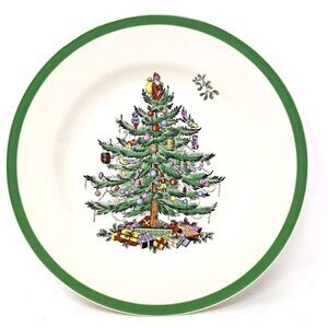 Spode CHRISTMAS TREE Salad Plate 7 3/4" Green Trim Made in England, Single
